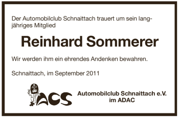 Traueranzeige von Reinhard Sommerer von Pegnitz-Zeitung